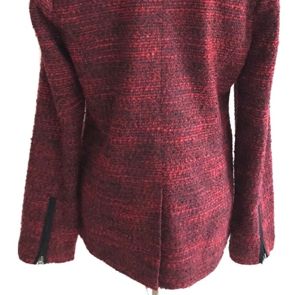 Lucky Brand | Slouchy Long Moto Jacket Women's Size S Red Full Zip Long Sleeve - Picture 4 of 12